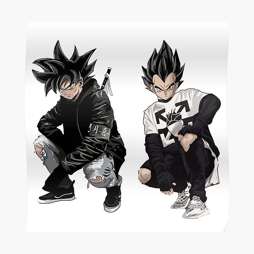 Goku and Vegeta in Streetwear Fashion, Dragon Ball Z Anime Illustration HD phone wallpaper