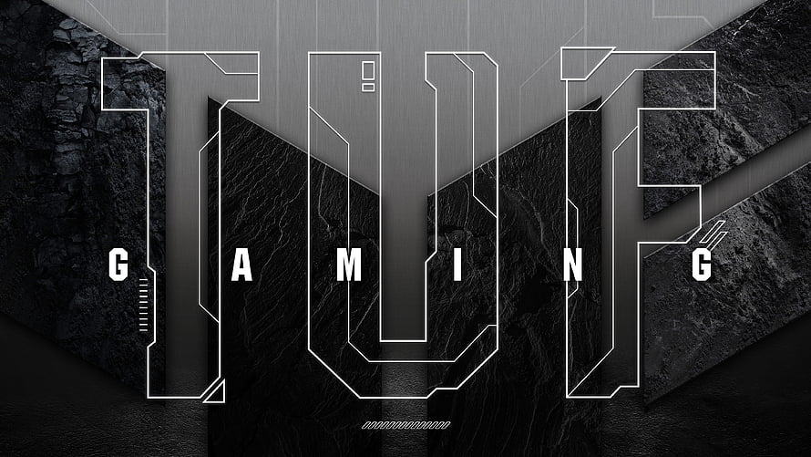 ASUS TUF Gaming Logo with Futuristic Circuit Design on Dark Textured Background HD wallpaper