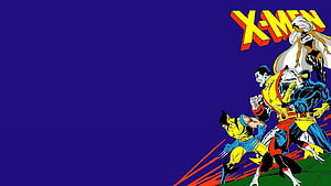 Classic X-Men Comic Book Team Artwork on Deep Blue Background HD wallpaper