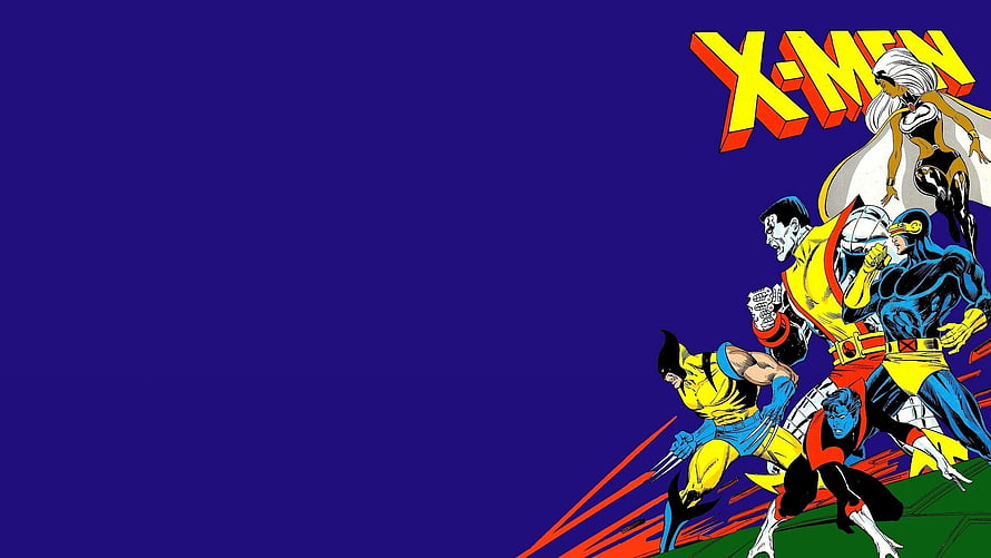 Classic X-Men Comic Book Team Artwork on Deep Blue Background HD wallpaper