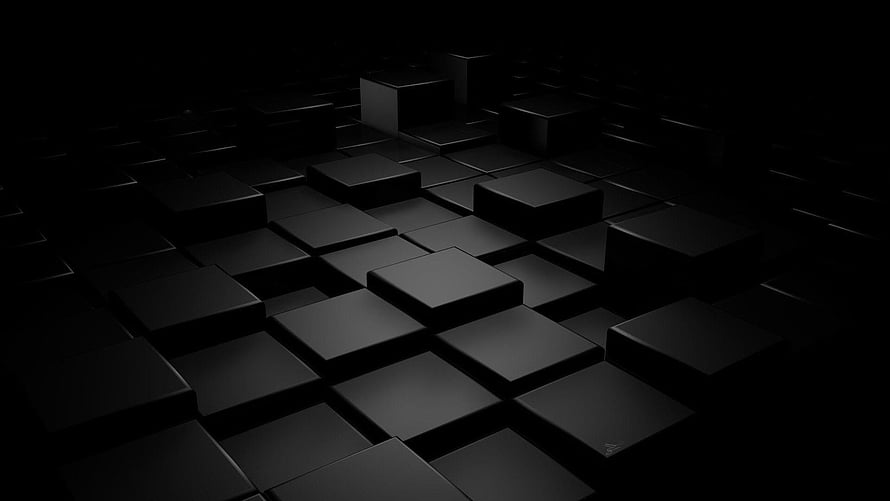 Dark 3D Geometric Cube Grid Abstract Minimalist Black Background HD wallpaper