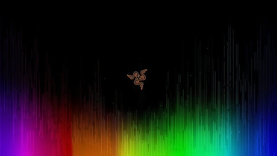 Razer Chroma RGB Spectrum with Neon Vertical Light Streaks on Black Background HD wallpaper