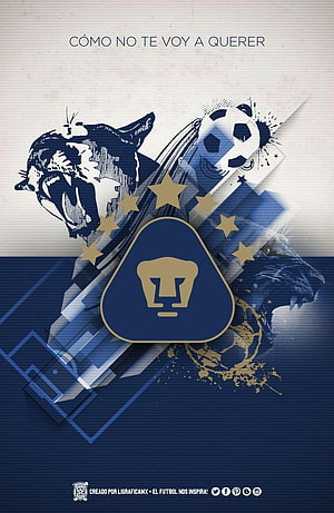Pumas UNAM Soccer Club Crest With Jaguar Illustration and Football Graphic Design HD phone wallpaper