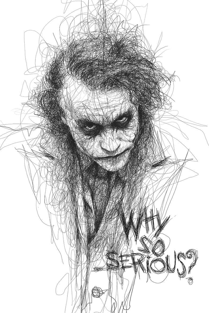 Joker Why So Serious Scrawled Line Art Portrait HD phone wallpaper