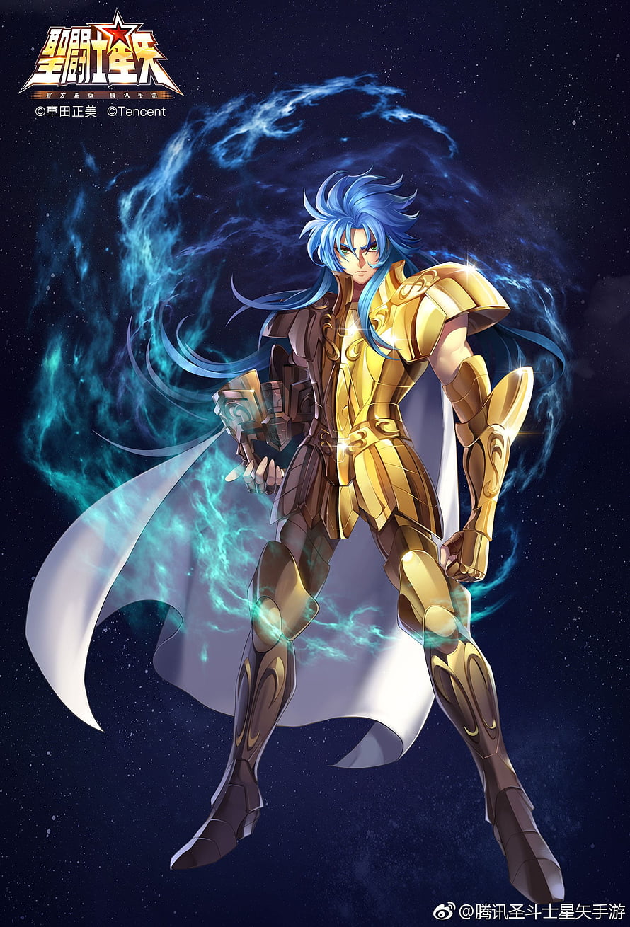 Kanon of Gemini in Golden Cloth with Cosmic Energy Aura HD phone wallpaper