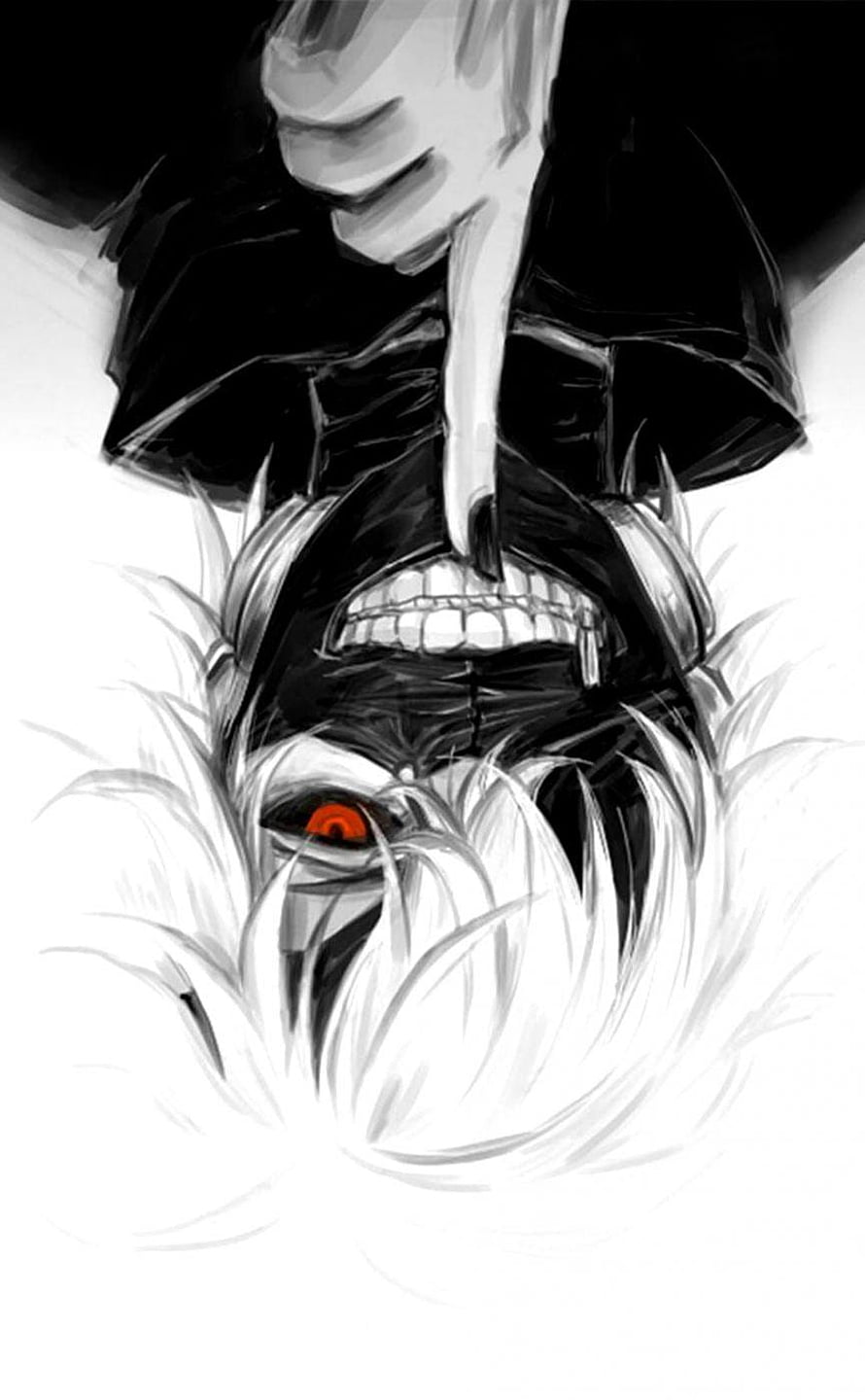 Tokyo Ghoul Kaneki Ken Upside Down Portrait With Red Eye And Grin HD phone wallpaper