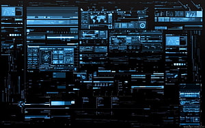 Futuristic Cybersecurity Dashboard Interface with Blue Holographic Data Panels HD wallpaper