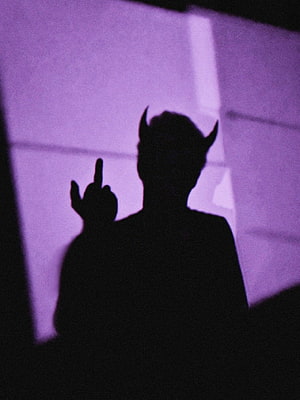 Devil Horn Shadow Silhouette Against Purple Wall HD phone wallpaper
