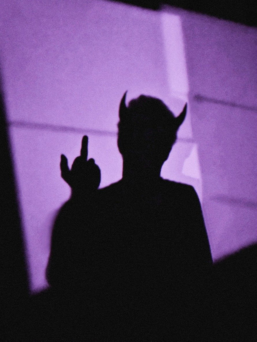 Devil Horn Shadow Silhouette Against Purple Wall HD phone wallpaper