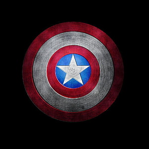 Captain America Shield with Star Emblem on Black Background HD phone wallpaper