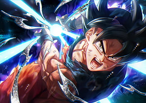 Goku Unleashing Kamehameha Energy Blast in Dragon Ball Super Anime Artwork HD wallpaper