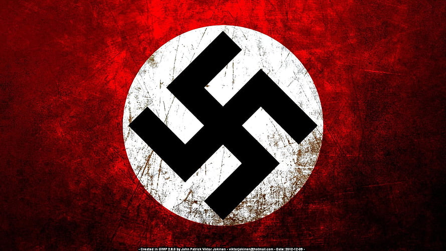 Grunge Swastika Symbol on Distressed Red Background HD wallpaper