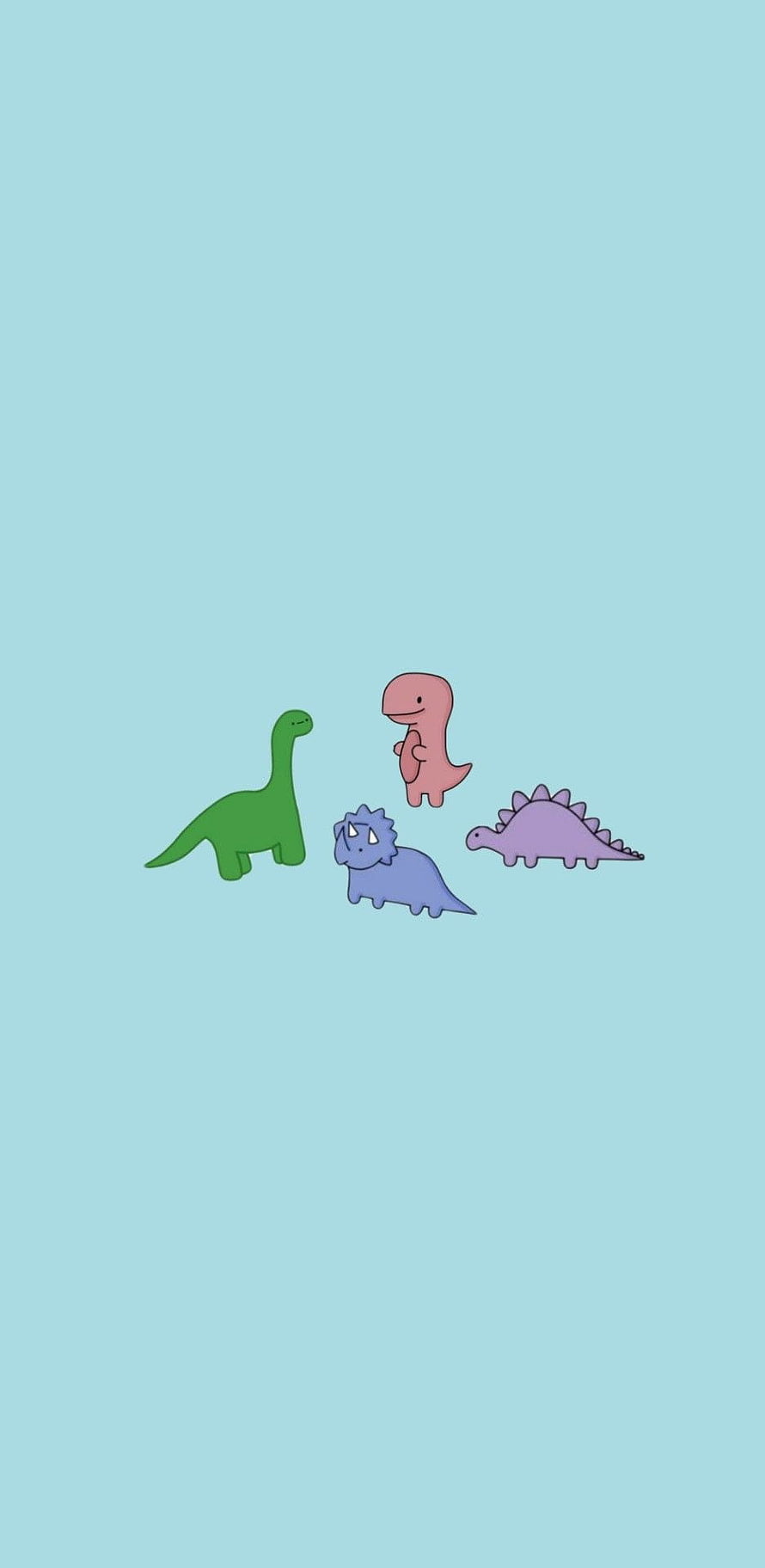 Cute Cartoon Dinosaurs Group on Pastel Blue Background HD phone wallpaper