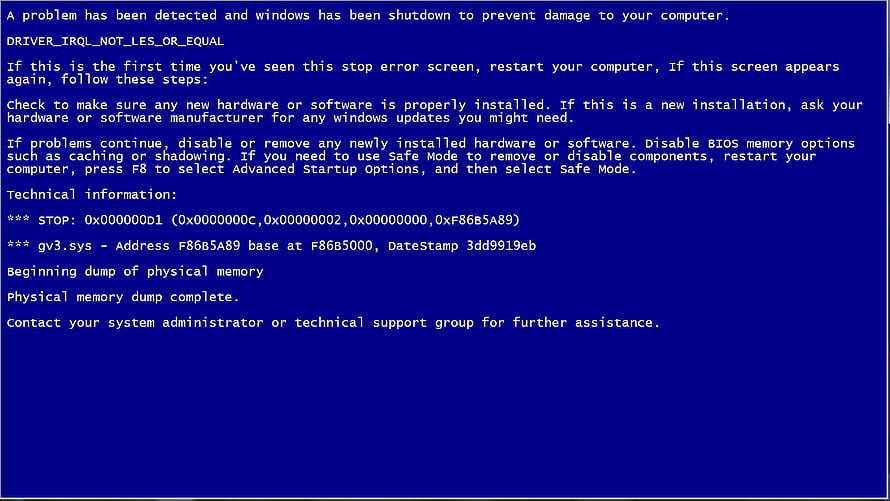 Windows Blue Screen of Death Error Screen with Driver IRQL Not Less or Equal Stop Code HD wallpaper