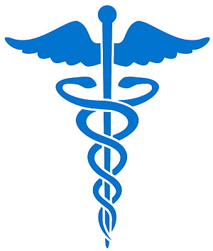 Blue Caduceus Medical Symbol with Wings and Serpents on White Background HD phone wallpaper