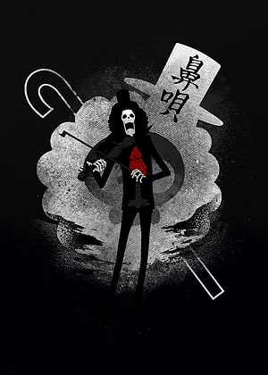 Brook from One Piece in a dark gothic poster with skull face and violin HD phone wallpaper