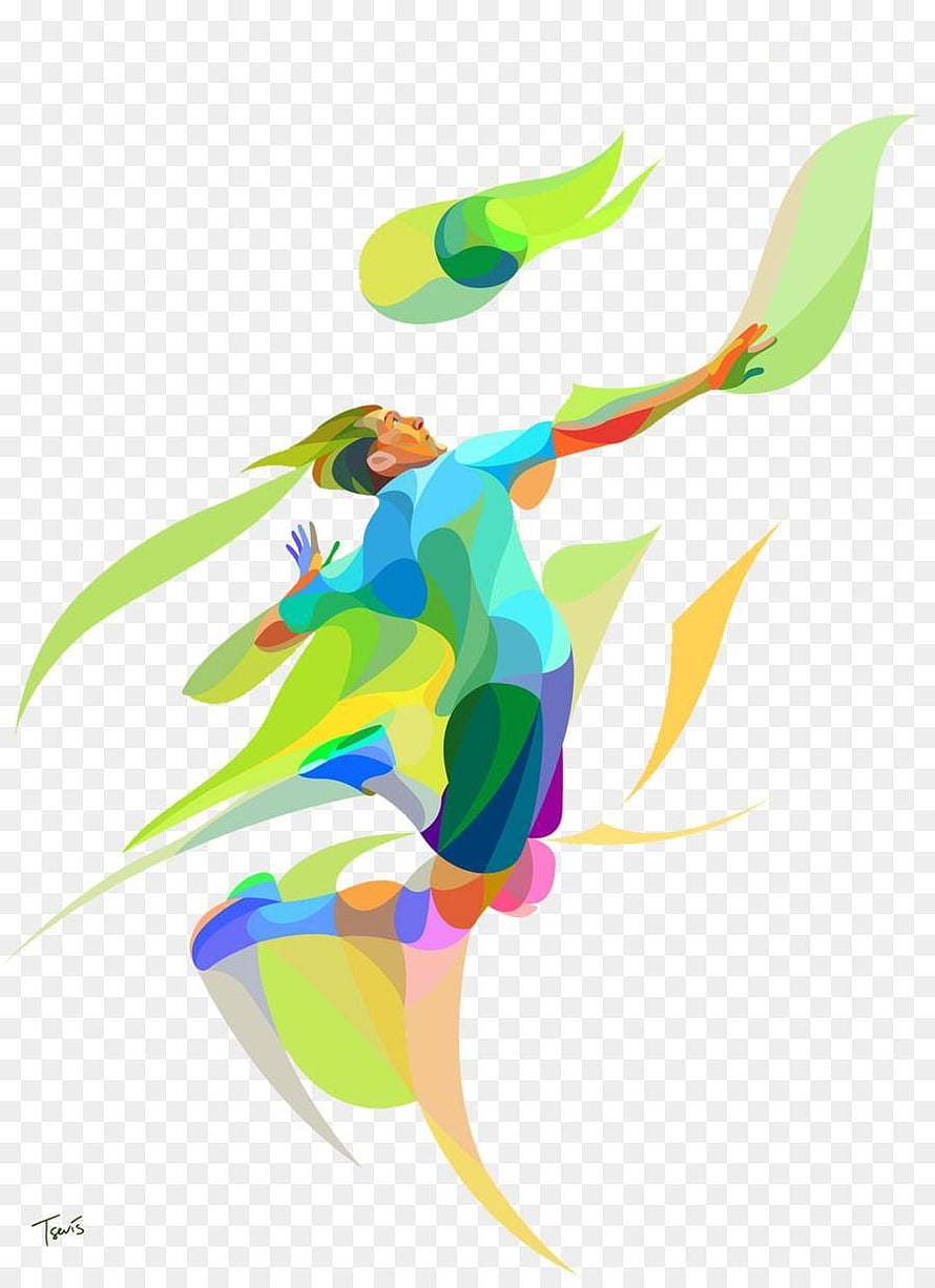 Vibrant Abstract Beach Volleyball Player Juggling Ball in Dynamic Pose HD phone wallpaper