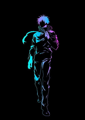 Satoru Gojo Neon Outline Minimalist Anime Character Artwork HD phone wallpaper