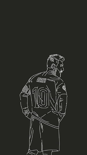 Lionel Messi Line Art Portrait in Number 10 Jersey on Dark Background HD phone wallpaper