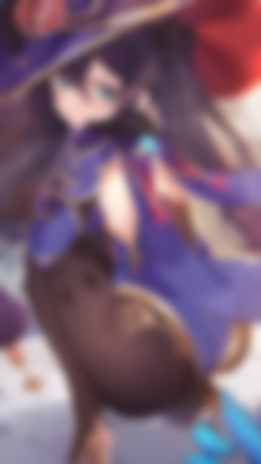 Mona the Hydro Astrologist in Genshin Impact with Purple Dress and Hat HD phone wallpaper