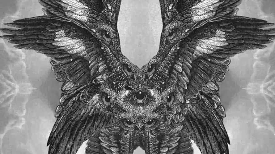Biblically Accurate Angel Illustration with Multiple Eyes and Layered Wings HD wallpaper