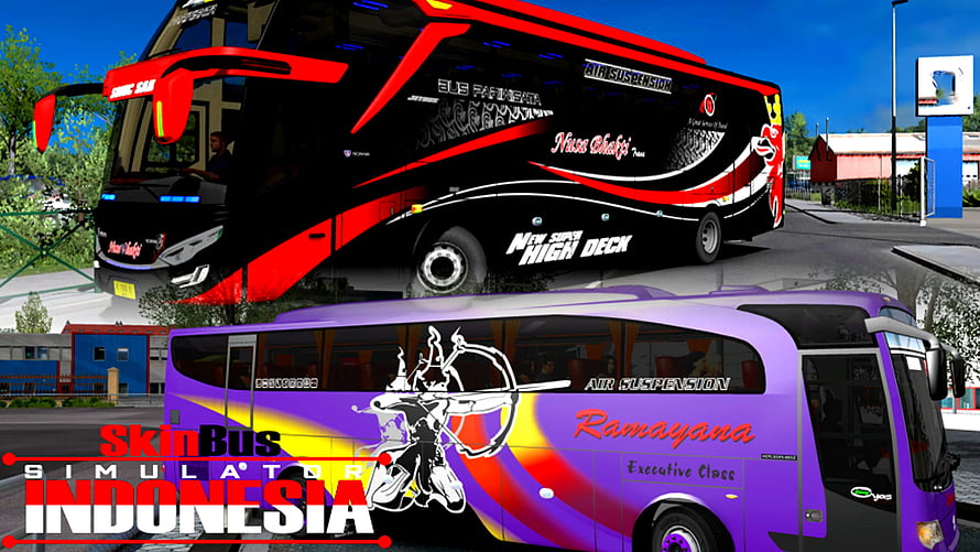 Bus Simulator Indonesia Livery Showcase Featuring Custom Skins and High Deck Buses HD wallpaper
