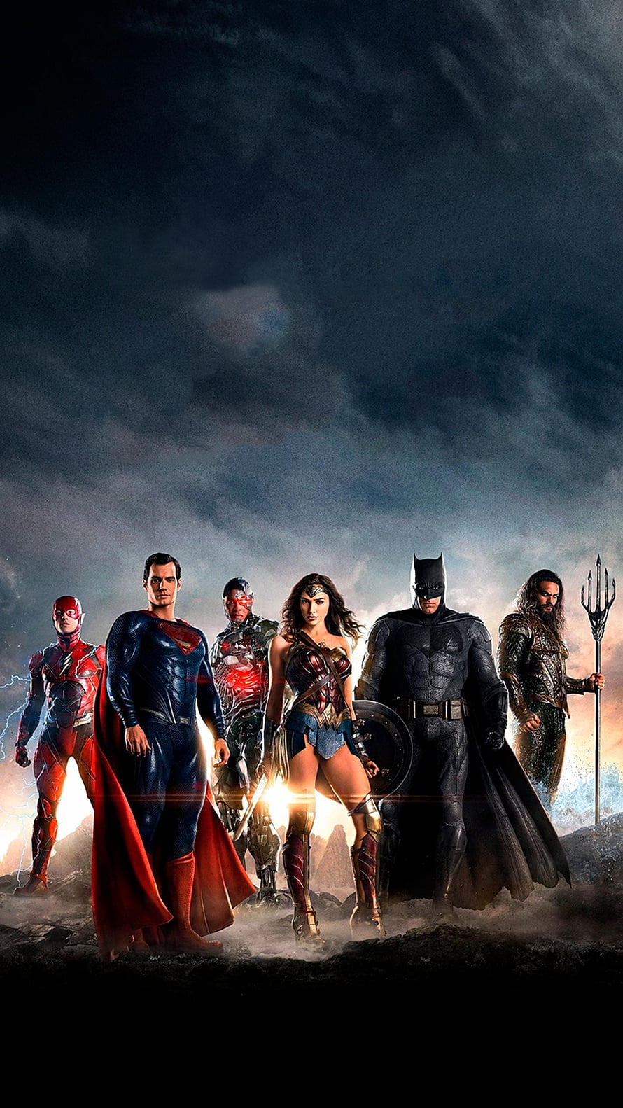 Justice League Heroes Standing Together in Dramatic Cinematic Poster Art HD phone wallpaper
