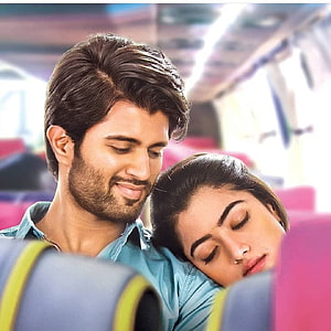 Geeta Govindam Couple Sharing a Tender Moment on a Bus HD phone wallpaper