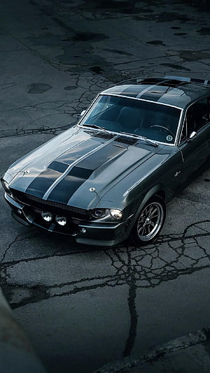 1967 Ford Mustang Shelby GT500 Classic Muscle Car with Racing Stripes HD phone wallpaper