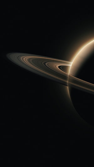 Saturn with Rings in Deep Space, Minimalist Dark Cosmic Wallpaper HD phone wallpaper