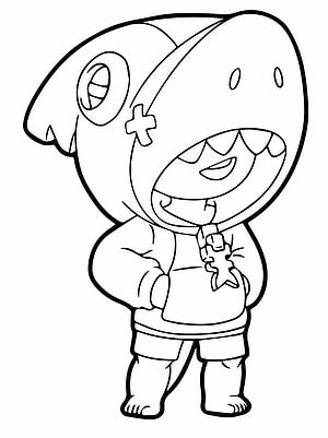 Leon from Brawl Stars in a Shark Costume Coloring Page HD phone wallpaper