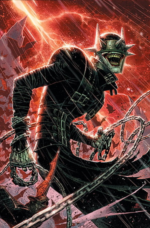 Dark Knight Batman Comic Art with Spiked Helmet and Chains HD phone wallpaper