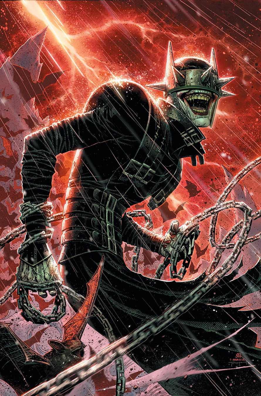 Dark Knight Batman Comic Art with Spiked Helmet and Chains HD phone wallpaper