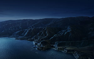 Big Sur Coastal Highway at Night with Dark Mountain Ranges and Ocean HD wallpaper