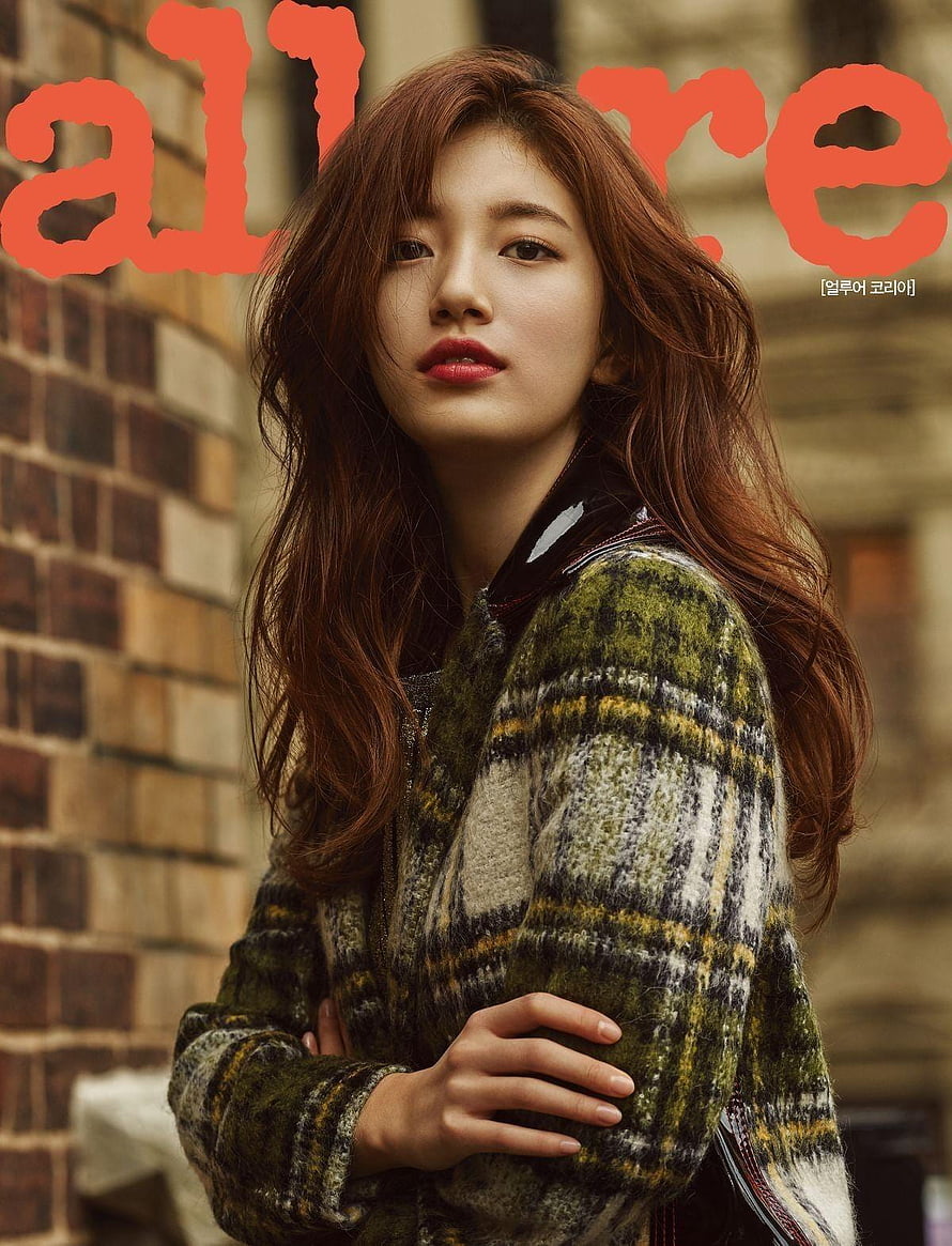 Bae Suzy in a plaid jacket for Allure Korea magazine cover HD phone wallpaper