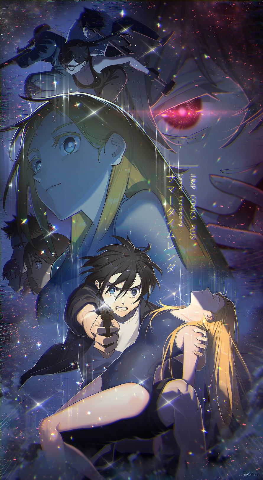 Summer Time Rendering Anime Poster Featuring Haine and Shinichi in Dramatic Action Scene HD phone wallpaper