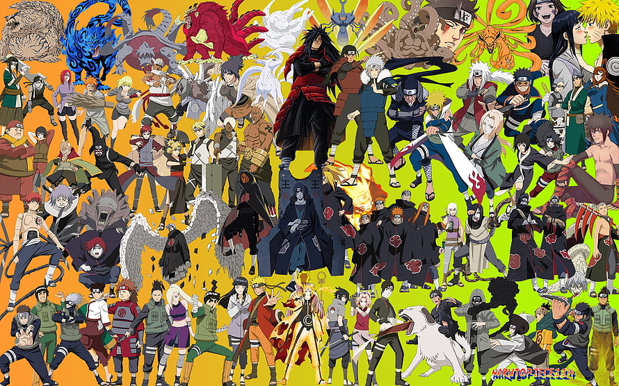 Naruto Shippuden Complete Character Roster and Tailed Beasts Anime Wallpaper HD wallpaper