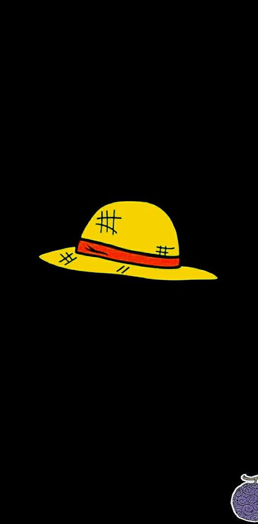 Straw Hat Luffy Icon on Black Background HD phone wallpaper
