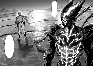 Saitama and Awakened Garou Confrontation in One Punch Man Manga Panel HD wallpaper