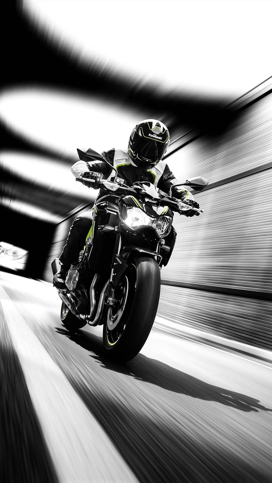 Kawasaki Z900 Rider in Motion Through Tunnel with Dramatic Motion Blur HD phone wallpaper