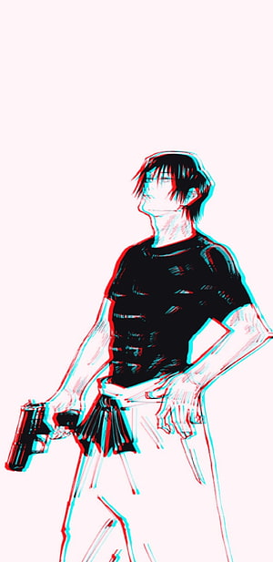 Fushiguro Toji Anime Character Illustration With Glitch Effect And Pistol HD phone wallpaper