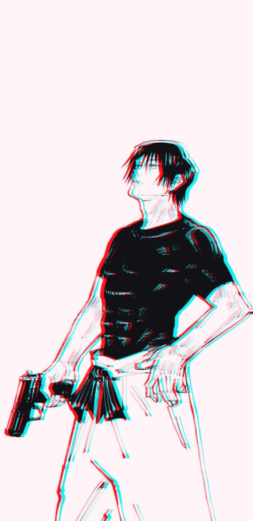 Fushiguro Toji Anime Character Illustration With Glitch Effect And Pistol HD phone wallpaper