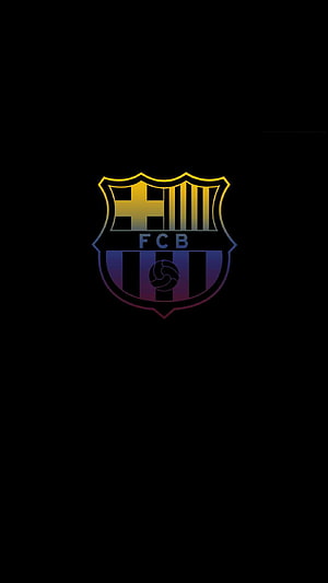 FC Barcelona Crest Emblem with Gradient Glow on Black Background HD phone wallpaper