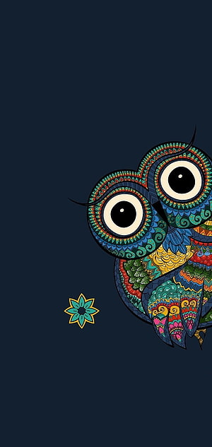 Intricate Mandala Owl Illustration on Dark Navy Background HD phone wallpaper