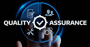 Quality Assurance Concept with Hand Interacting with Holographic Interface and Checkmark Icon HD wallpaper