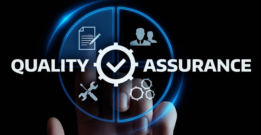 Quality Assurance Concept with Hand Interacting with Holographic Interface and Checkmark Icon HD wallpaper