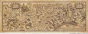 Detailed Illustrated Map of the Wizarding World from Harry Potter HD wallpaper