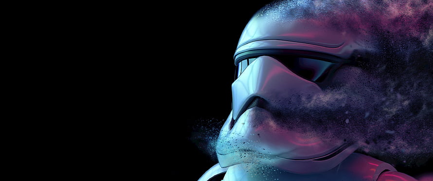 Star Wars First Order Stormtrooper Helmet Dissolving Into Cosmic Dust HD wallpaper