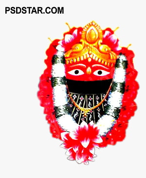 Maa Tarini Hindu Goddess Icon with Red Face and Floral Garland HD phone wallpaper