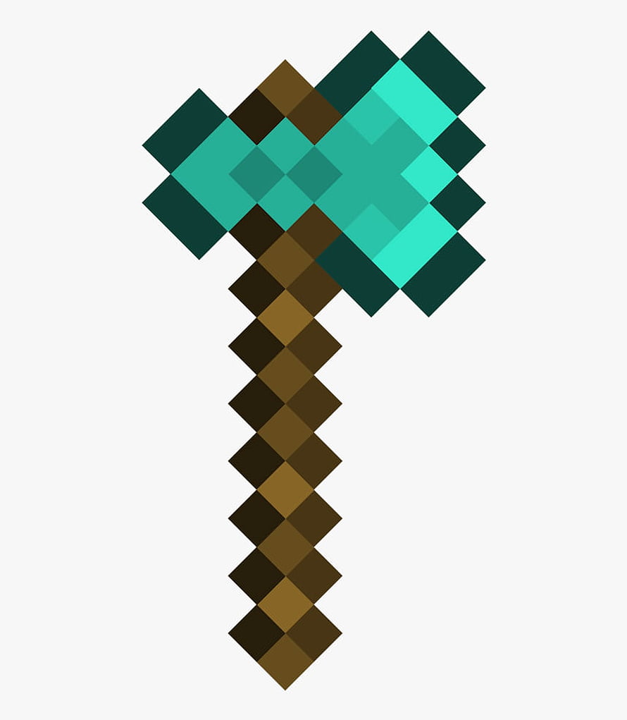 Minecraft Diamond Axe Pixel Art Icon on Light Background HD phone wallpaper